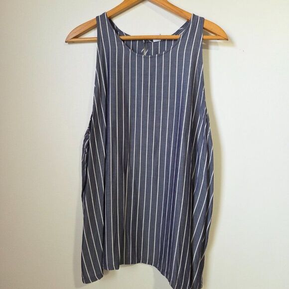 EUC OLD NAVY BLUE WHITE VERTICAL STRIPED SOFT TANK TOP SIZE XL - Picture 1 of 14